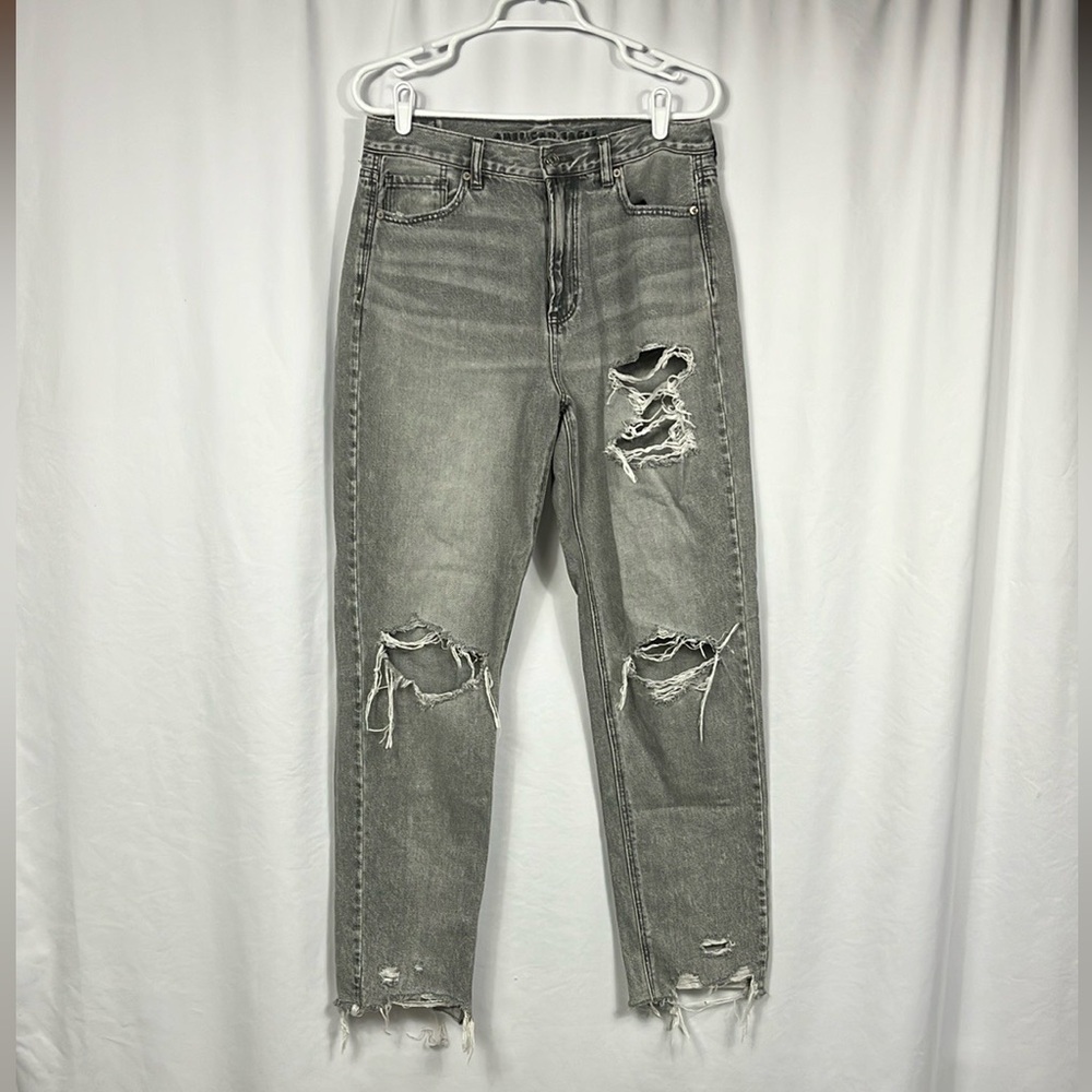 American Eagle Outfitters Distressed Grey Ripped Jeans